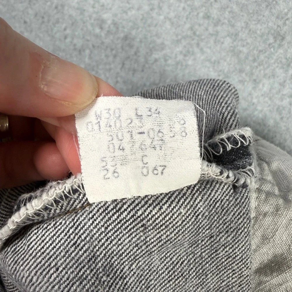Vintage 80s Levis 501 Charcoal Gray Black Denim Jeans Made in USA 30x34 Grunge